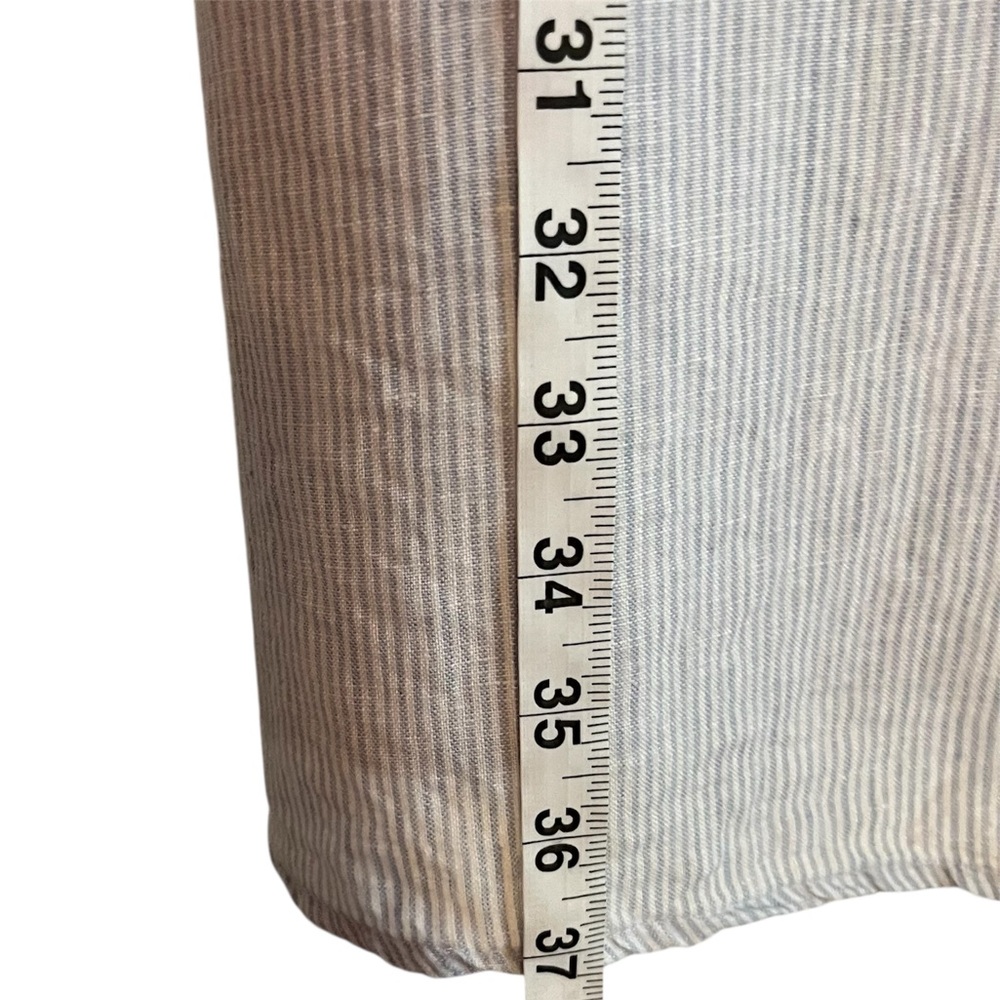 Tahari Light Gray Blue Striped Linen Plus Size Sleeveless Shirt Dress lagenlook - Picture 7 of 8